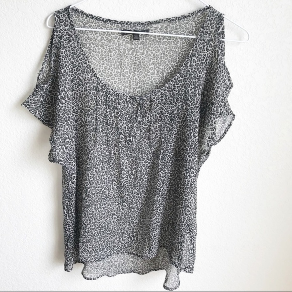 Lucca Coture • Sheer Cold Shoulder Animal Print, S